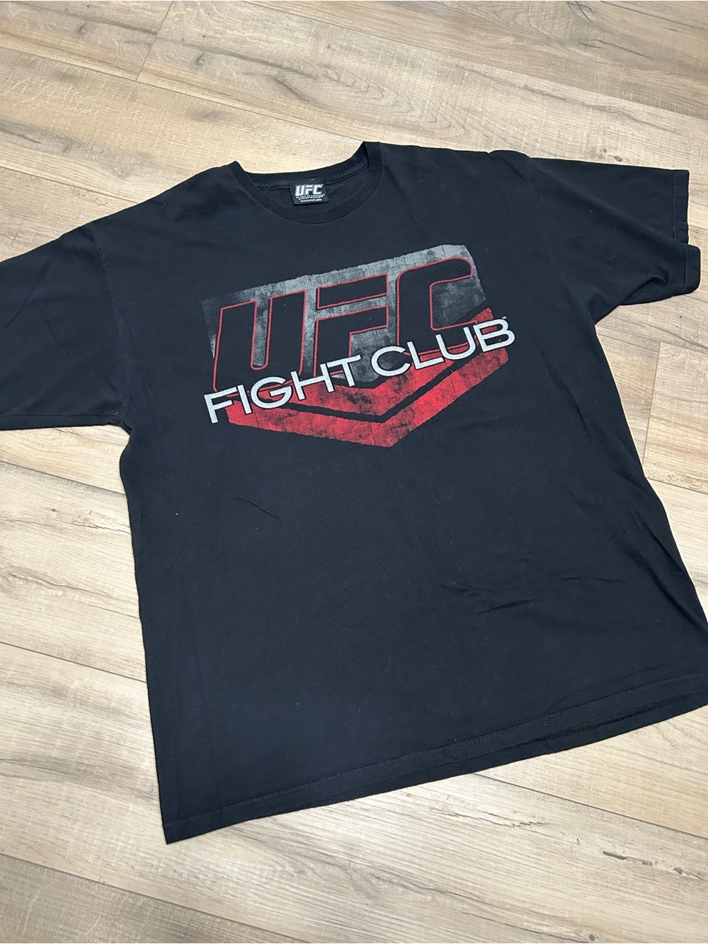 UFC Black Short Sleeve Graphic Tee with Red and Gray Logo